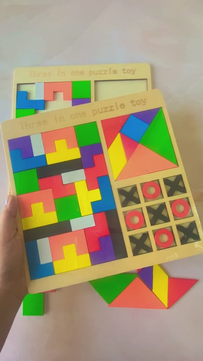 The Ultimate 3-in-1 Wooden Brain Booster Toy